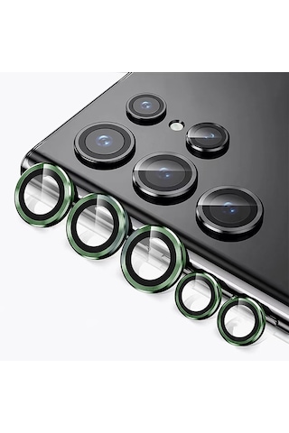 Samsung Uyumlu S23 Ultra Kamera Lens Koruyucu Halka Set Yeşil AL8114