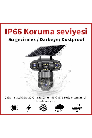 Güneş Enerjili 9mp Kamera: 3 Lens, Ptz, Sım Kart, İki Yönlü Ses. Kurulumu Özgür, Güvenliği Eksiksiz