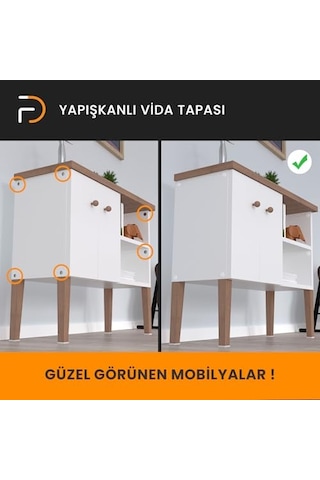 Furndıy Vida Çivi Gizleyici Tapa 21mm X 50 Parça Çivi Ve Vida Deliği İçin Gizleyici Sticker Kendinden Yapışkanlı Vida Tapası Beyaz