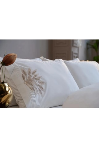 Modern Yatak Örtüsü Seti 7 Parça Ekru Ekru