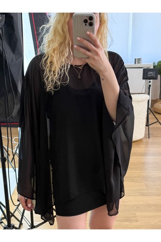 Modaonna Siyah Şifon Tunik Pelerin