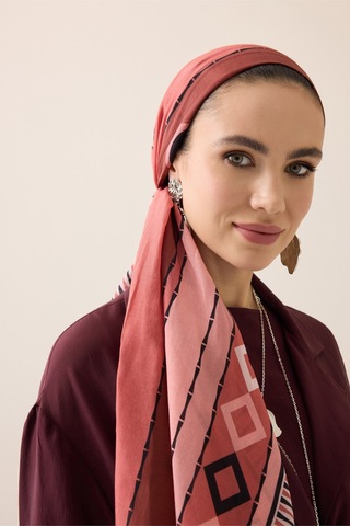 İmannooor Papatya Noor Şeftali Pamuk Floş Şal 70x210