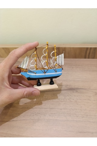 Yelkenli Ahşap Gemi Mini Boy-dekoratif-10 Cm Model 1004 Balıkhediyelik 1 Adet