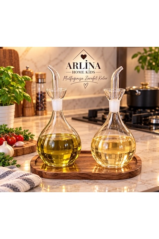 İkili 1000 Ml Akasya Standlı Yağlık-sosluk Seti Şeffaf