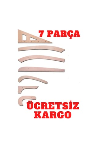 7 Parça Terzi-Modelist-Tekstil Plastik Cetvel Riga Gönye Takımı N11.5