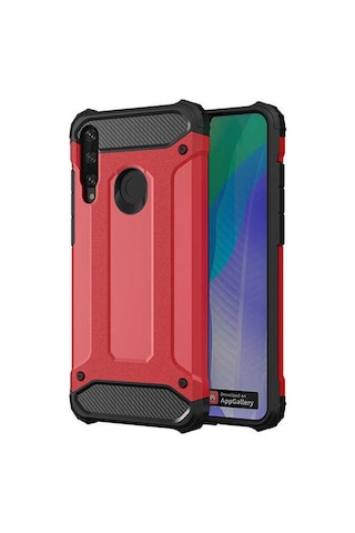 Noktaks - Huawei Uyumlu Huawei Y6p - Kılıf Çift Katman Zırh Tank Crash Military Kapak - Kırmızı