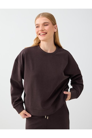 Jimmy Key Acı Kahve Yuvarlak Yaka Düz Kesim Modal Sweatshirt 6ww238328803 Kahverengi