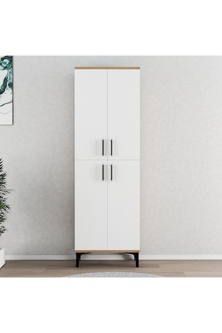 Ferniso Mobilya 4 Kapak 6 Bölmeli Ayakkabılık Ud-beyaz Beyaz