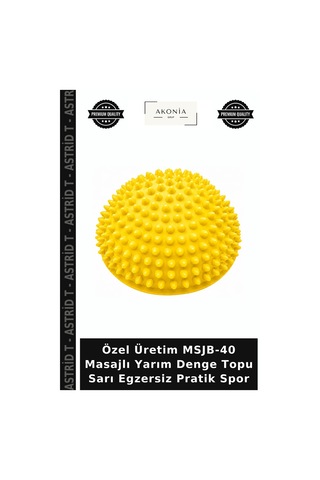 Özel Üretim Msjb-40 Masajlı Yarım Denge Topu Sarı Egzersiz Pratik Spor