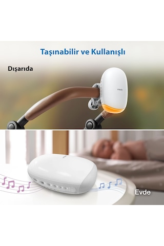 Vtech V-hush Bebek Arabası Sallama Cihazı Bebek Arabası İçin Sesli ve Hareketli Yatıştırıcı - Bc8611 Beyaz