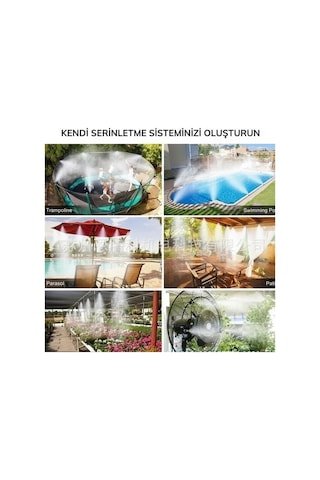 10 Metre Kendin Yap Açık Alan Serinletme Sistemi - Nozzle Başlıklı Bahçe Ve Teras Nemlendirme Seti Lisinya