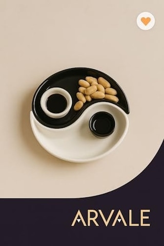 Yin & Yang 2&apos Li Özel Tasarım Sosluklu Kahvaltılık Tabağı Sosluk Çerezlik Kase Dekoratif Tabak 20 Cm Açık