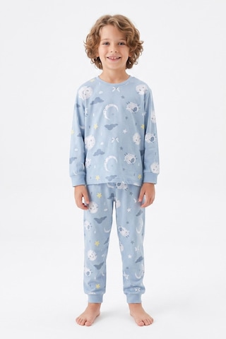 Modanino Erkek Çocuk %100 Pamuk Pijama Takımı 3-13 Yaş 12734ıs Açik Mavi