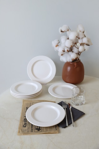 Keramika Beyaz Assos Pasta Tabağı 22 Cm 6 Adet 006 Beyaz
