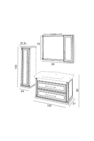 Denko Albatros 100 Cm Mdf Gri Banyo Dolabı Takımı + Boy Dolabı Gri