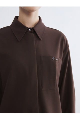 Lcw Modest Kahverengi Loose Fit Kadın Gömlek Tunik