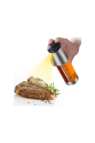 Çift Bölmeli Püskürtmeli Sprey Yağlık Ve Sirkelik, 200 Ml Kapasite, Paslanmaz Çelik Metal Tasarım Çok Renkli