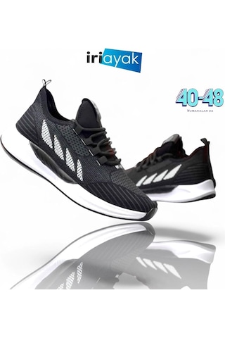 İriayak Büyük Numara 46-48 / Erkek Rahat Kalıp / Erkek Spor Günlük Kullanıma Uygun Siyah - Beyaz