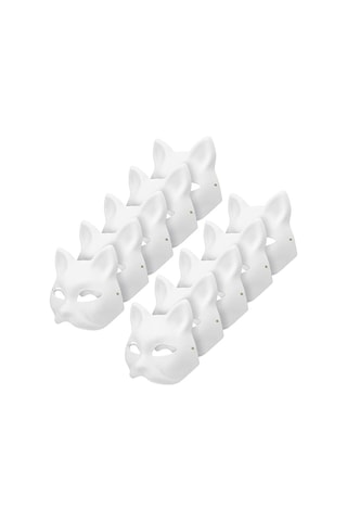 Boyanabilir 10 Adet Kedi Maskesi, Hayvan Kostümü Maskeleri, Maskeli Balo İçin Beyaz Yarım Maskeler, Çocuklar İçin Cosplay Maskeleri, Kostüm Partisi Hediyeleri