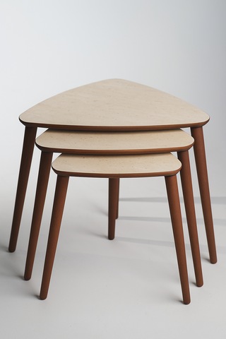 Eg Home Tokyo 3'lü Zigon Sehpa %100 Mdf Traverten