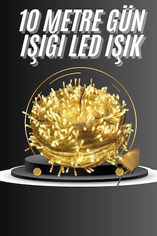 Mey Najmaddin 10 Metre Günışığı Led Işık Fişli Dekoratif Sarı Ton Aydınlatma 3 Modlu Led Şerit Najmaddin Renkli