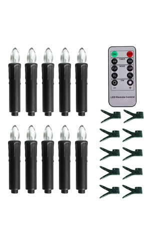 10 Tuşlu Uzaktan Kumandalı Mum Işığı Dekorasyonu-siyah