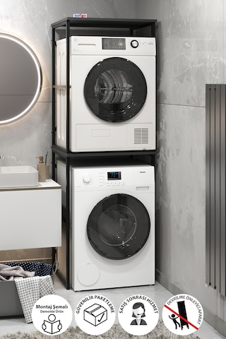 Çamaşır Makinesi Dolabı Kurutma Makinesi Dolabı Metal Banyo Dolabı Seda Antrasit Antrasit