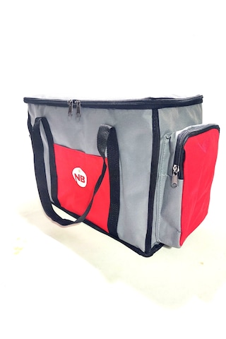 Newbag Yandan Cep Yalıtımlı Soğutucu El Askılı Kamp Çanta-gri Krm Gri - Kırmızı