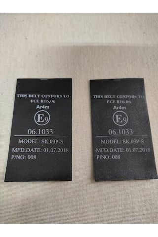 Araç Emniyet Kemeri E Sertifika Etiketi 2 Adet