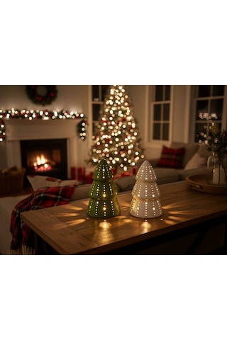 Bezos Çam Ağacı Formlu Tealight Mumluk Yılbaşı Dekoratif Mum Tutucu Bzoshb Çok Renkli