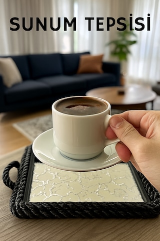 Sert Plastik Dikdörtgen Sunum Tepsisi, Dayanıklı Ve Şık Servis Çözümü Siyah