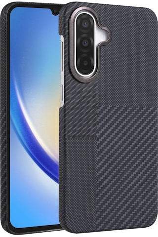 Samsung Uyumlu Galaxy A17 Kılıf Vega Magsafe Karbon Desen Kapak Siyah