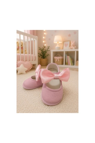 My Baby Kumsal % 100 Deri Bebe Babet Ayakkabı Taban Ve İç Astar Tamamen Deriden Üretilmiştir. Pembe Fiyonk Pembe Fiyonk