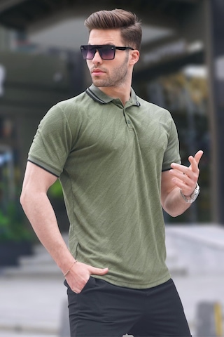 Madmext Haki Yeşil Polo Yaka Regular Fit Erkek T-shirt 6110-haki Yeşili Haki Yeşili