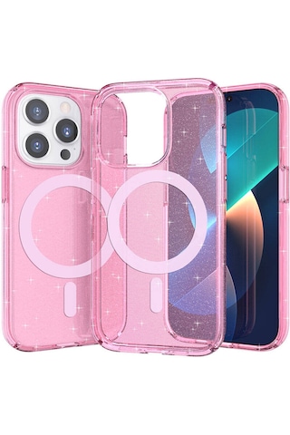 Nourthkiingdom Apple Uyumlu iPhone 14 Pro Max Kılıf Magsafe Şarj Özellikli Parlayan Simli Saydam Renkli Nrtk Allstar Kapak - Mor Mor