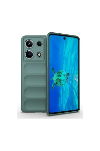 İnfinix Note 30 4g Kılıf Esnek Tpu Oyuklu Arka Yüzey Tasarımlı Zore Etnik Silikon Kapak Koyu Yeşil