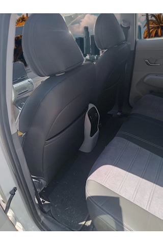 Hyundai Kona-özel Dikim- K.gri Taytüyü - Siyah Deri