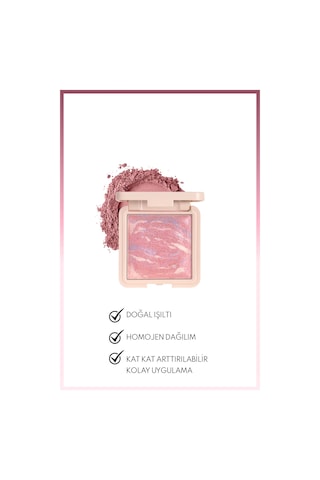 Note Cosmetique Marble Baked Blusher Fırınlanmış Allık & Aydınlatıcı - 03 Pink Aura