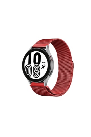 Mey İthalat Samsung Galaxy Watch 4 Metal Mıknatıslı Kordon - Kırmızı