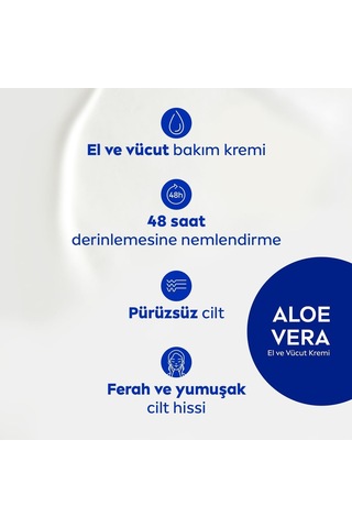 Aloe Vera Vücut Losyonu, 400 Ml, Normal/kuru Ciltler İçin + Nıvea Yatıştırıcı El Kremi 75 Ml, Aloe Vera, Kuru Cil
