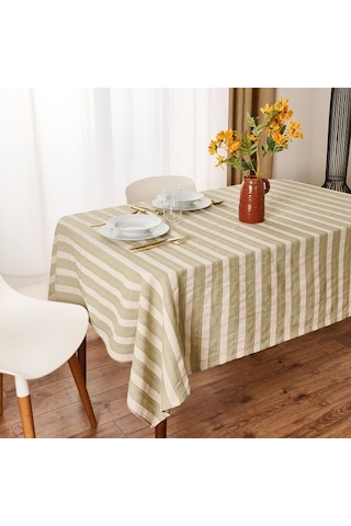 Evidea Soft Freya Masa Örtüsü - Yeşil / Ekru - 140x200 Cm Yeşil / Ekru