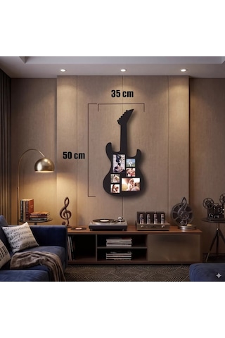 Znv Zenvia Mey İthalat Modern Rock Serisi: Siyah Lazer Kesim Gitar Figürlü Çoklu Anı Çerçevesi 35x50cm Znv2025 6446404