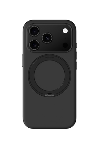 Apple Uyumlu iPhone 17 Pro Max Amazingthing Cloudie Magspin 360 Derece Standlı M-safe Kılıf Siyah Siyah