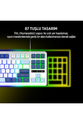 James Donkey Jdk87 Rainbow Mekanik Hisli Membran Türkçe Q Gaming 87 Tuş Klavye Siyah