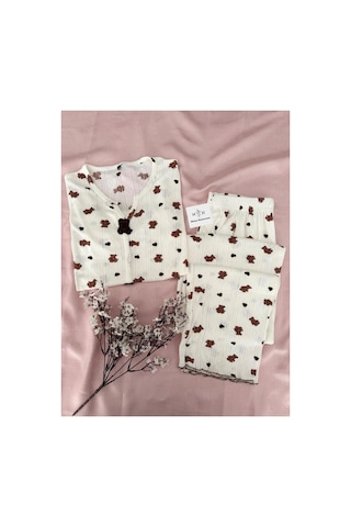 Mh Moony Homewears Loren Ayıcık Yazlık Kumaş Kısa Kol Pijama Kahverengi Mh Moony Homewears Loren Ayıcık Yazlık Kumaş Kısa Kol Pijama Kahverengi