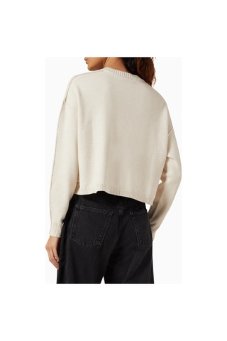 Good American Oversize Crewneck Triko, Rahat - Modern Şık Kadın Kazak Krem