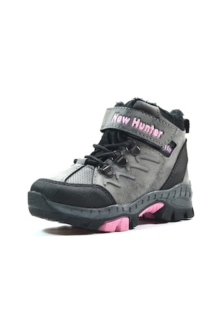 New Hunter Gri - Pembe Cırtlı Içi Polar Outdoor Kız Çocuk Bot Gri