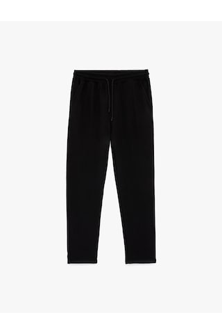 Koton Normal Paça Regular Fit Cepli Dokulu Beli Bağcıklı Eşofman Altı Siyah 6sam40042mk Siyah