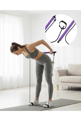 Pilates Bar Direnç Aleti Duruş Geliştirici Ve Kas Güçlendirici Çok Renkli