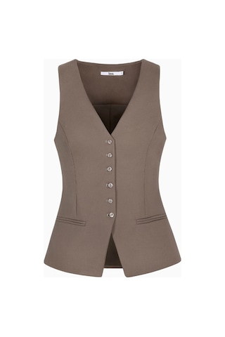 Because Of Alice Tailored V - Neck Hourglass Waistcoat V Yaka Kadın Yelek Açık Kahverengi